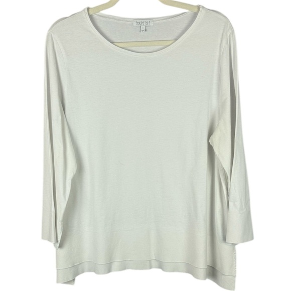 Habitat 100% Cotton White 3/4 Sleeve Top Size Large - Picture 1 of 9